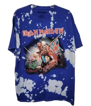 Iron Maiden Vintage Style Graphic Artwork Tye Dye Short Sleeve Shirt XL Blue thumbnail 1
