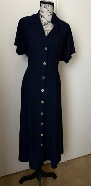 Perceptions Navy Button-Front Maxi Dress thumbnail 1