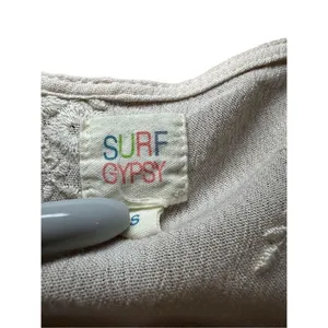 Surf Gypsy‎ Floral Embroidery Blush Fringe Crop Blouse Sz Small thumbnail 3