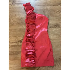 Arden B Dress One Shoulder Womens XS Extra Small Red Orange Rosette Stretch thumbnail 5