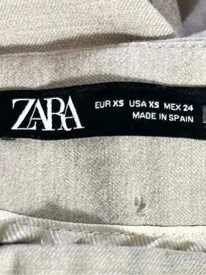 Zara High-Waist Pressed Pleated White Cream Wide-Leg Side Vents Pants Sz XS thumbnail 6