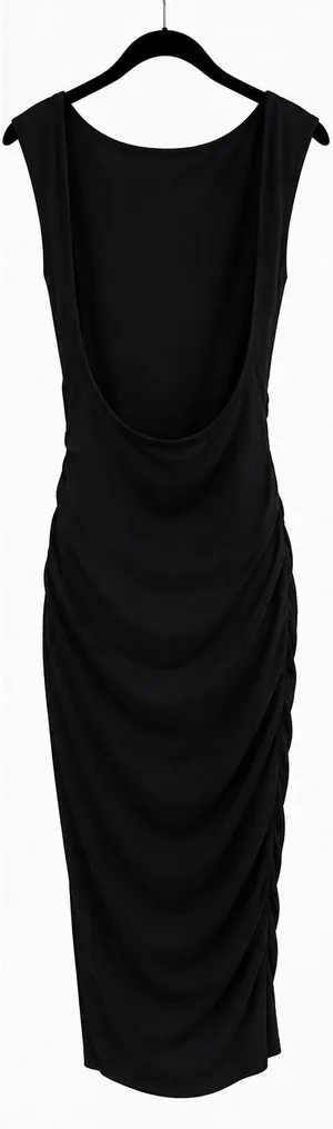 Black Open Back Bodycon Midi Dress Size M thumbnail 1