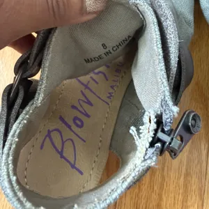 Blowfish‎ Malibu 8 Gray Sandals Canvas Ruched Strappy Zip Boho Flat thumbnail 7