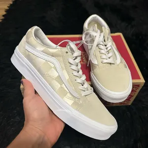 VANS old skool checkerboard satin suede lace up shoes sneakers new thumbnail 1