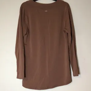 Women’s Zuda V-neck long sleeve knit top pockets brown small oversized tunic thumbnail 4