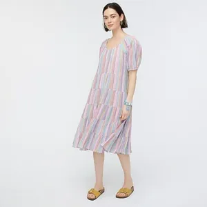 J.Crew Short Sleeve Pastel Striped Midi Dress Size XXS NWT thumbnail 2
