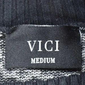 VICI Womens Medium Black White Geometric Knit Oversized Mock Neck Sweater thumbnail 7
