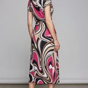 Vintage Psychedelic Vibrant Swirl Wrap Midi Dress Leopard Print Bold Colors thumbnail 4