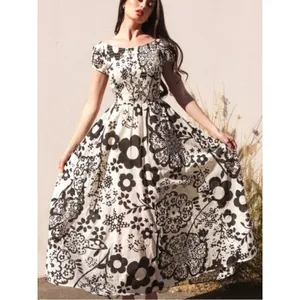 Free People Bohemian Ultraviolet Midi Maxi Dress Black White Floral Size XL thumbnail 8