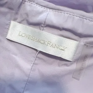LOVESHACK FANCY Jessilyn Ruched Rosette Ruffle Hem‎ Mini Dress in Lavender XS thumbnail 6