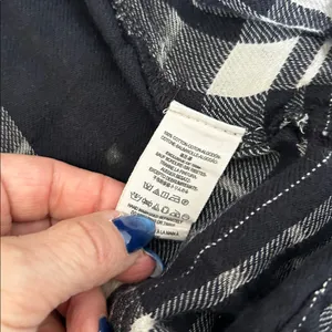Free People Baby Blue Black Cream Plaid Button Up Tunic thumbnail 10