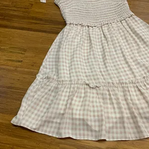 Altar'd State Gingham‎ Smocked Tiered Sundress Tie Strap Pink White Women Size S thumbnail 4