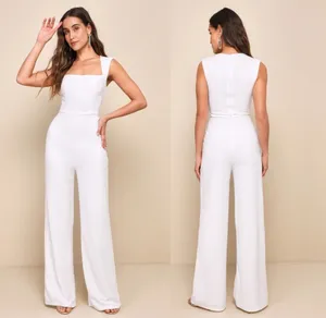 NWOT Lulus Enticing Endeavors White Jumpsuit Classy Party Cocktail Elegant Sz M thumbnail 2