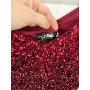 PrettyGuide Sequin Bodycon Dress Women S Burgundy Red V-Neck Mini Party Clubwear thumbnail 4