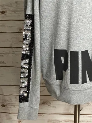 Victoria's Secret PINK sequin 'New York' cowl neck fleece sweatshirt Size Large thumbnail 7