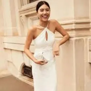 DB Studio Stretch Lace Halter Neck Gown White Size 14 thumbnail 13