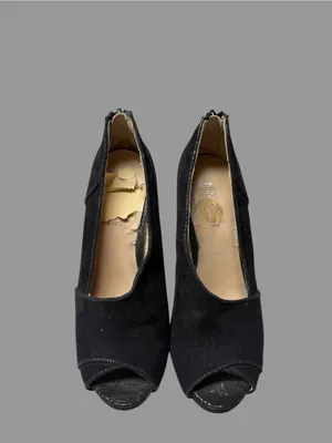 Nine West Black Suede Peep-Toe Stiletto Heels thumbnail 4