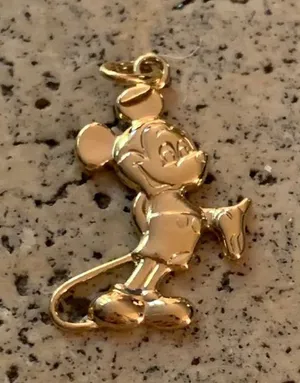 Mickey Mouse Disney Gold Sterling Silver 925 Necklace Charm Vintage 90s thumbnail 1