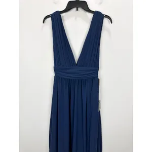 Lulus Heavenly Hues Navy Blue Maxi Dress Chiffon Bridesmaid Formal XS NWT thumbnail 6