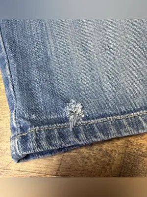 Vintage Y2K American Eagle Low Rise Bermuda Denim Jean Shorts Womens 14 Distress thumbnail 2