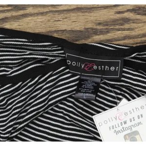NWT Polly & Esther Juniors Striped Scoop-Neck Skimmer T-Shirt Black Striped L thumbnail 5