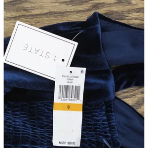 NWT 1. State Womens Velvet Midi V Neck Rear Slit Dress DS93017245AM Navy Blue S thumbnail 6