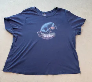 Disney Eeyore Moody Cloud T Shirt Women's Plus 26W 28WGraphic Navy Blue Cotton thumbnail 1