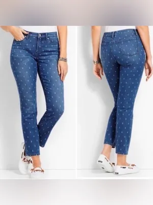 Talbots Anchor-Print Slim Ankle Curvy Jeans thumbnail 2
