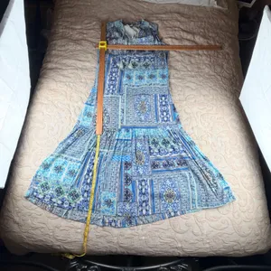 Chicos Blue Patchwork Tile Print Sleeveless‎ Maxi Dress Tiered Boho Sz 1 US 8/10 thumbnail 6