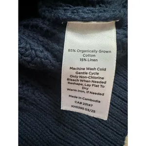 Haven Well Within Organic Cotton Linen Shaker Sweater Vest V-Neck Navy Sz.Small thumbnail 4