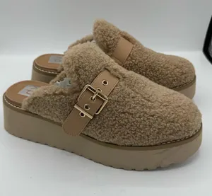 Dolce Vita Platform Clogs Women Size 10 Tan Good Sherpa Buckle Cozy Fall Winter thumbnail 1
