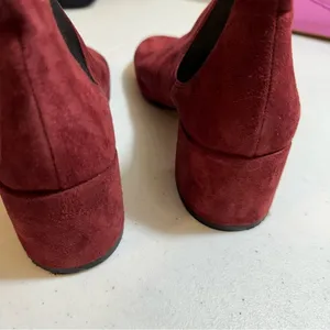 Coach Chelsea Boots Burgundy 7 Women Suede Block Heel Ankle Goring G2765 thumbnail 7