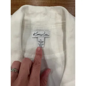 Kim Rogers Petite Linen Skirt Set White Ruffle Blazer & Midi Skirt Size PL Coast thumbnail 13