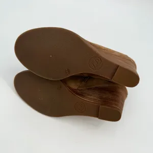 Lucky Brand Boots Women 8.5M Brown Leather Suede Wedge Heel Yakeena Ankle Bootie thumbnail 9