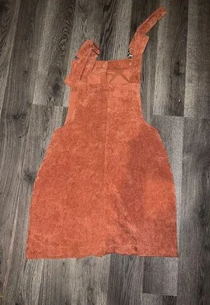 Corduroy Button Overall Dress Orange thumbnail 2