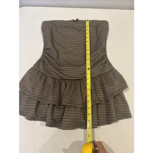 Windsor Sweet Plans Plaid Strapless Romper Large Ruched Bodice Tiered Skirt Y2K‎ thumbnail 7