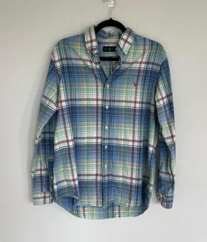 Polo Ralph Lauren Plaid Preppy Button Down Size Medium thumbnail 1