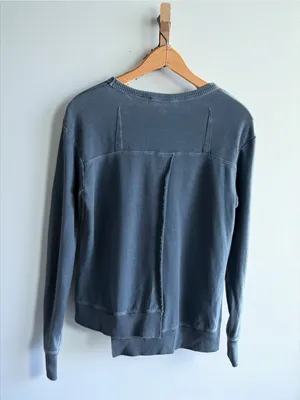 WILT Women's Raw Edge Asymmetrical Pullover Sweatshirt Blue Size‎ XS thumbnail 2