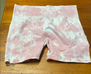 Pink Tie-Dye Women's Exercise Bike Shorts with built in Bootie Lift thumbnail 1