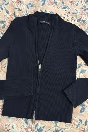 Double Zip Brandy Melville Navy Blue Jacket thumbnail 1