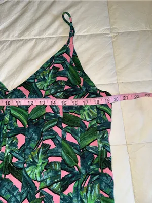 Topshop Pink Playsuit with Green Tropical Leaf Print thumbnail 6