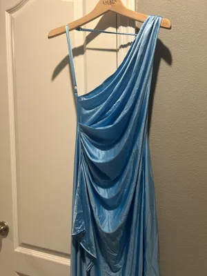 OYS Elegant One-Shoulder Sky Blue Dress thumbnail 3