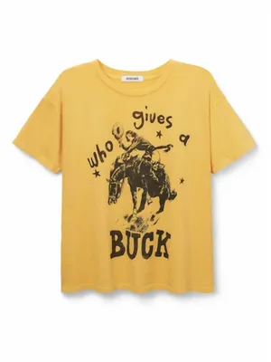 🤠NWT Daydreamer - Who Gives A Buck Tee ~ Size Small oversized Yellow thumbnail 3