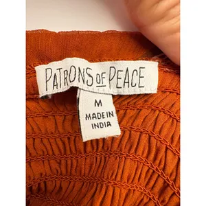 Patrons of‎ Peace Floral Midi Dress Medium Rust Pink Smocked Puff Sleeve Boho thumbnail 7