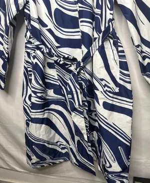 International Concepts NWT Ade Samuel abstract blue white belted trench coat sz XL thumbnail 4