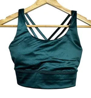 Lululemon Energy Bra LongLine‎ Size 4 Foil Storm Teal thumbnail 1