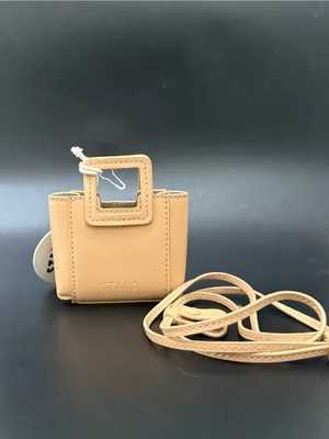 STAUD Micro Shirley Necklace Bag Tan Leather Micro Bag Charm thumbnail 2