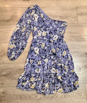 ASTR The Label‎ Blue Floral Size Small S One Shoulder Ruffle Mini Dress Womens thumbnail 1