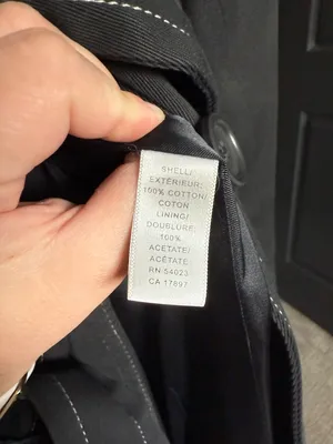 Vintage Banana Republic Black Cotton Trench Coat Contrast Stitch Belted L thumbnail 9
