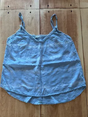 Dex Women‎ Light Blue Tie Dye Tencel Camisole V-Neck Frayed Trim Tank Top Small thumbnail 1